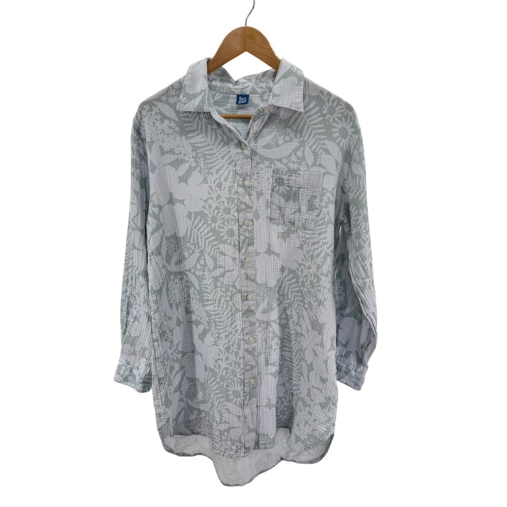 Rip Skirt Slub Cotton Long Sleeve Button front Shirt/Dress XL Summer Casual